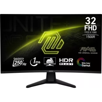 Monitorius MSI MAG 32C6X 80 cm (31,5 colio) Full HD 1920x1080 lenktas VA juodas