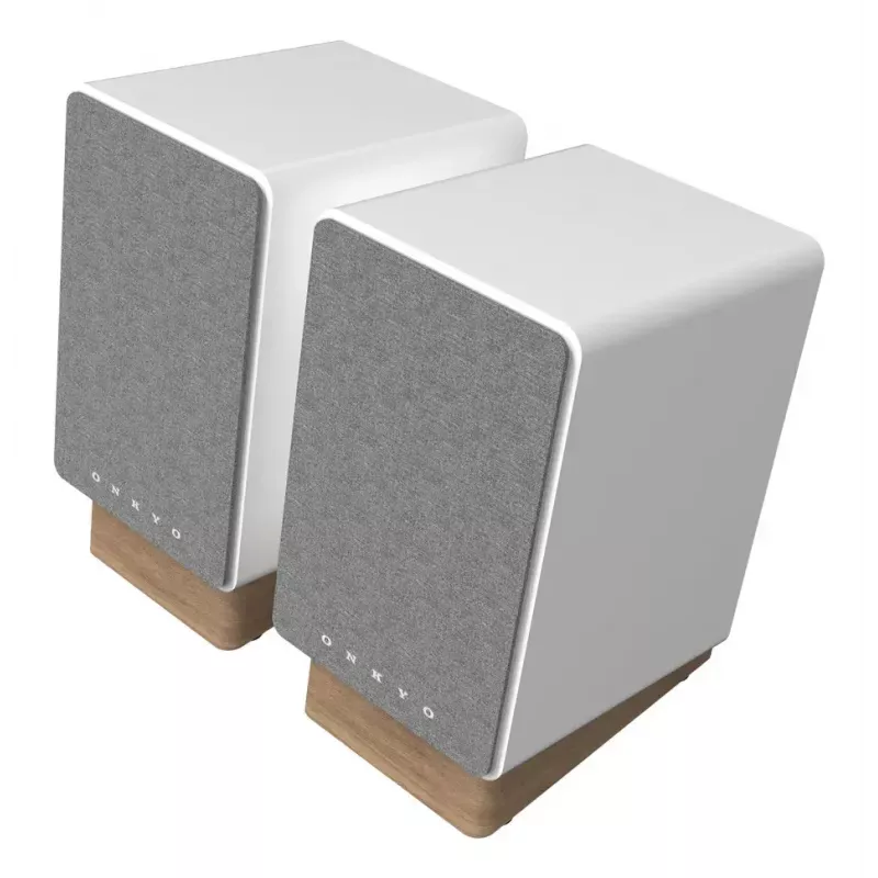 Onkyo GX-30ARC 2 krypčių garsiakalbių pora – 2.0 kanalų, laidinis ir belaidis, 50 W RMS, 55–20000 Hz, pilka/balta