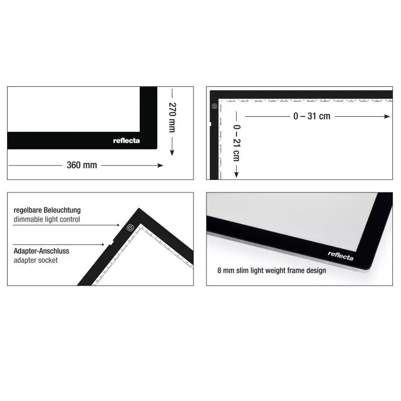 Vieno nuotraukų rėmelio rinkinys Reflecta LED Light Pad A4 Super Slim Juodas 31x21 cm