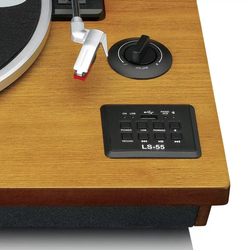 Puskiečio pavaros vinilinis grotuvas Lenco LS-55WA Wood Semi Automatic USB Bluetooth