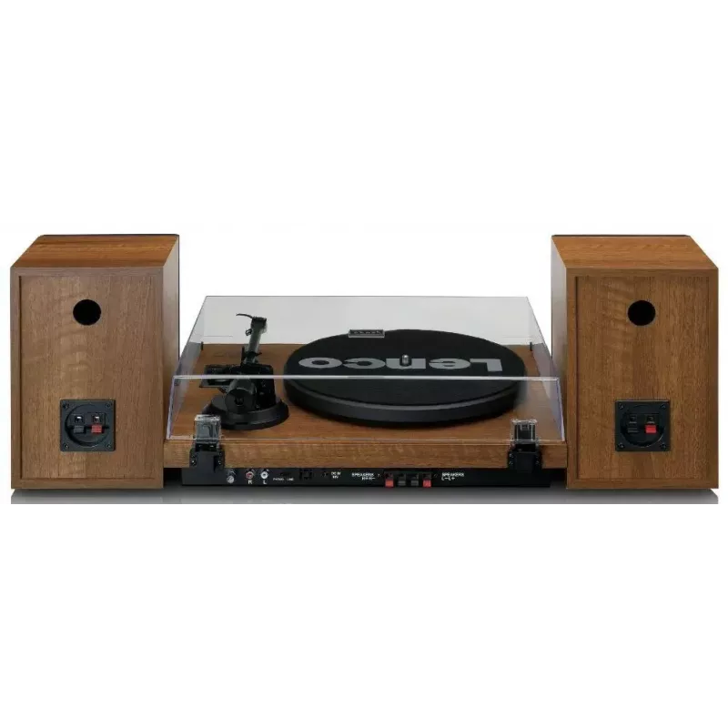 Patefonas Lenco LS-480WD su įmontuotu stiprintuvu, Bluetooth, diržine pavara, 33/45 aps./min., 2×30 W RMS, mediniais garsiakalbiais