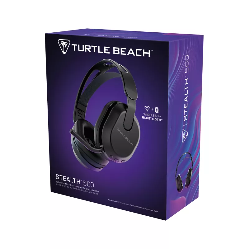 Turtle Beach Stealth 500 Juoda Belaidė Žaidimų Ausinė su Bluetooth iki 40 val. Baterija, skirta PC, PS5, PS4 ir Mobiliesiems
