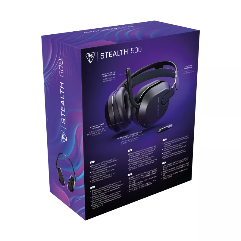 Turtle Beach Stealth 500 Juoda Belaidė Žaidimų Ausinė su Bluetooth iki 40 val. Baterija, skirta PC, PS5, PS4 ir Mobiliesiems