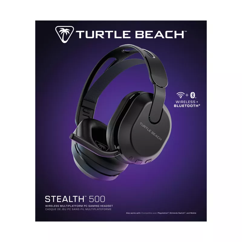 Turtle Beach Stealth 500 Juoda Belaidė Žaidimų Ausinė su Bluetooth iki 40 val. Baterija, skirta PC, PS5, PS4 ir Mobiliesiems