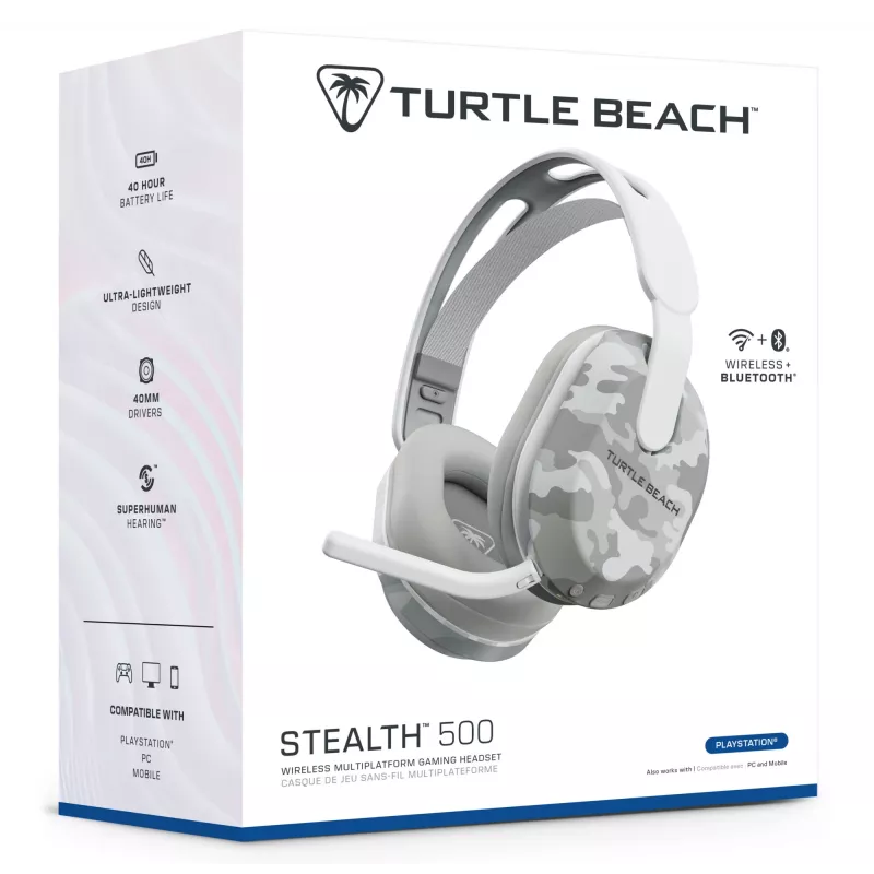 Turtle Beach Stealth 500 Arctic Camo belaidės žaidimų ausinės PS5, PS4, PC ir mobiliesiems