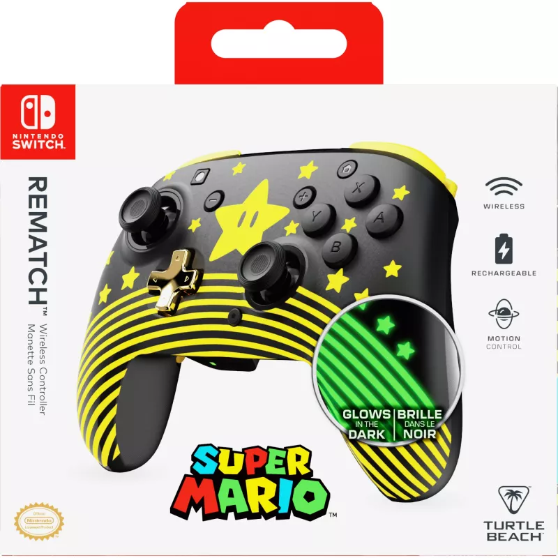 Žaidimų pultas Turtle Beach Rematch Black Gold Yellow Bluetooth, skirtas Nintendo Switch