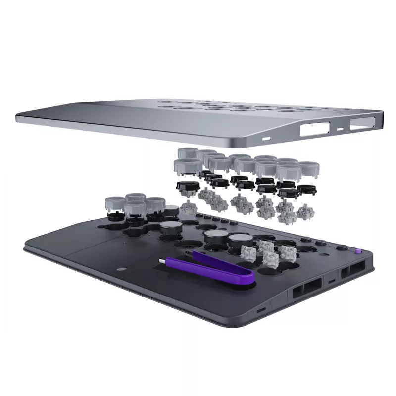 PDP Victrix Pro KO Leverless Fight Stick pilka USB kovų pultas PC, Xbox Series S, Xbox Series X