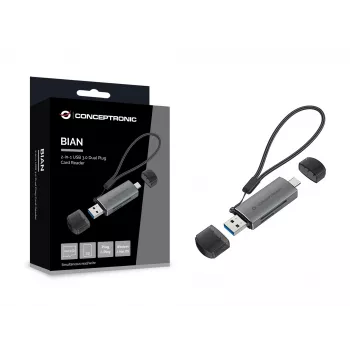 Conceptronic BIAN05G 2-in-1 USB 3.0 dvigubas kištukinis kortelių skaitytuvas, SD/MicroSD 3.0, UHS-I