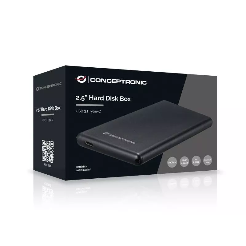 HDD dėklas Conceptronic 2,5 colio kietojo disko dėžutė USB 3.1 Type-C