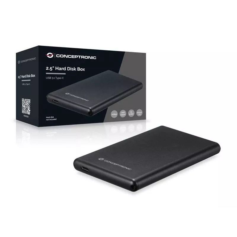 HDD dėklas Conceptronic 2,5 colio kietojo disko dėžutė USB 3.1 Type-C
