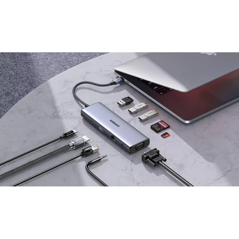 UGREEN Revodok 10-in-1 USB-C stotelė UGREEN 15601 10 prievadų 4K HDMI