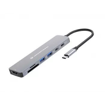Conceptronic DONN28G 7-in-1 USB 3.2 Gen 1 dokų stotelė, 4K60Hz HDMI, USB-A 5Gbps x 2, USB-C 5Gbps, SD, TF/MicroSD, 100W USB PD