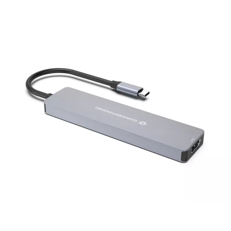 Conceptronic DONN28G 7-in-1 USB 3.2 Gen 1 dokų stotelė, 4K60Hz HDMI, USB-A 5Gbps x 2, USB-C 5Gbps, SD, TF/MicroSD, 100W USB PD
