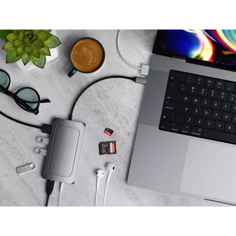 Satechi ST-U4MA3M USB4 daugiafunkcis adapteris 8K HDMI, 100W PD, pilka