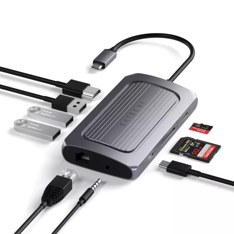Satechi ST-U4MA3M USB4 daugiafunkcis adapteris 8K HDMI, 100W PD, pilka