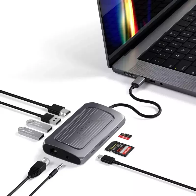Satechi ST-U4MA3M USB4 daugiafunkcis adapteris 8K HDMI, 100W PD, pilka