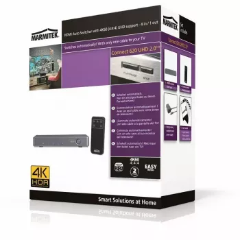 HDMI prailgintuvas ir jungiklis Marmitek Connect 620 UHD 2.0, 4K@60Hz, HDR, 4 prievadai
