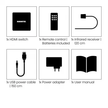 Marmitek Connect 350 UHD 2.0 – HDMI jungiklis 4K 60Hz, 5 įėjimai / 1 išėjimas