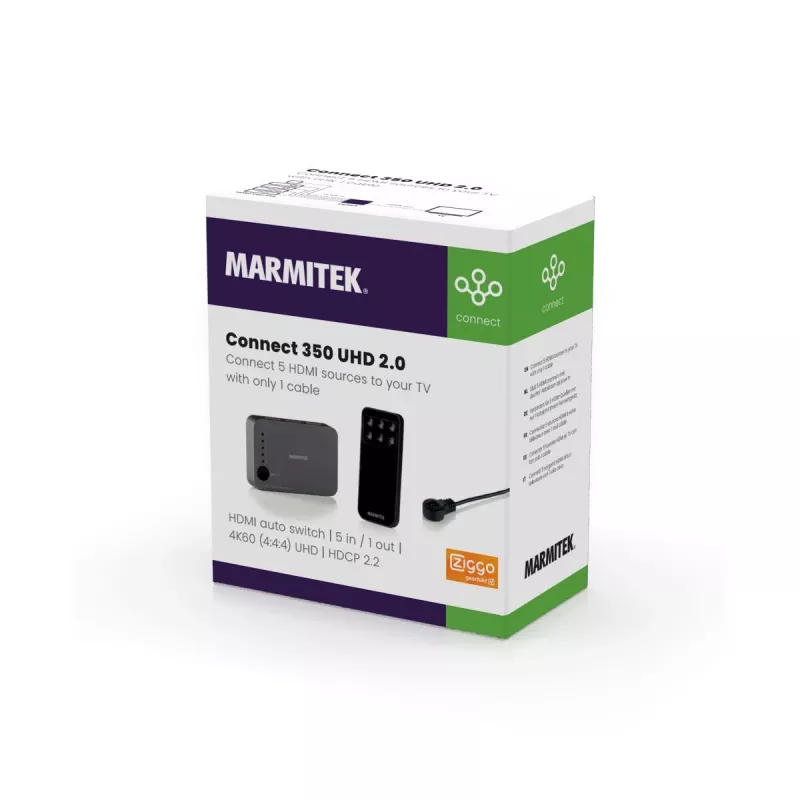 Marmitek Connect 350 UHD 2.0 – HDMI jungiklis 4K 60Hz, 5 įėjimai / 1 išėjimas