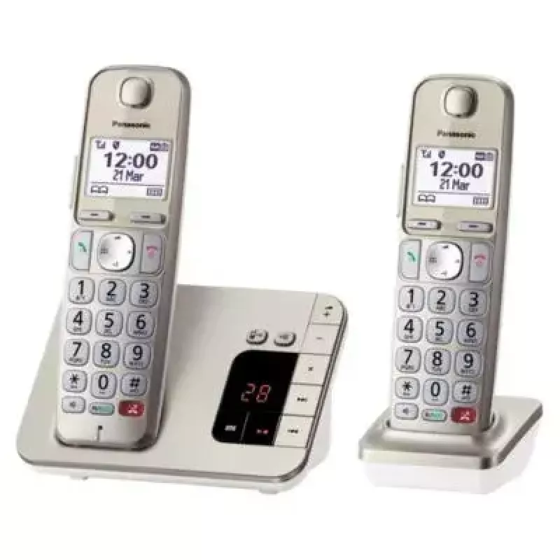 DECT belaidis telefonas Panasonic KX-TGE262GN su dviem rageliais, garsiakalbiu, atsakikliu ir skambučio numerio rodymu