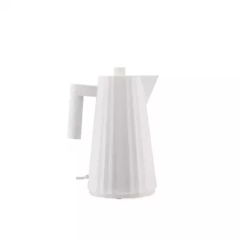 Elektrinis virdulys ALESSI Plissé 1,0 L 2200 W — termoplastinė derva, automatinis išsijungimas, nuimamas snapelio filtras, paslėptas pagrindas (baltas)