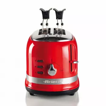 Ariete 149 skrudintuvas su žnyplėmis 2 riekėms duonos – automatinis išstūmimas – atšildymas – 6 skrudinimo lygiai – 800 W – Modern Line – raudonas