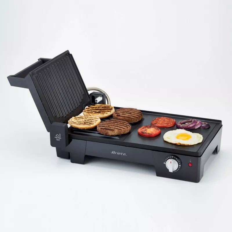 Ariete 1916 Multi Grill 3 in 1 – elektrinis grilis, kepsninė, lygi ir briaunota plokštė – 180° atidarymas – reguliuojamas termostatas – 2400 W – juoda