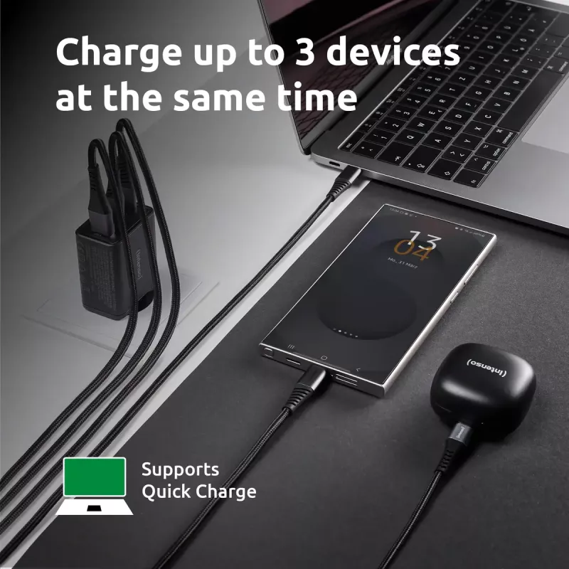 Intenso W65ACC 65W USB-C ir USB-A maitinimo adapteris juodas