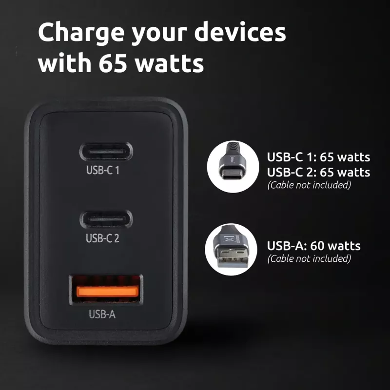 Intenso W65ACC 65W USB-C ir USB-A maitinimo adapteris juodas