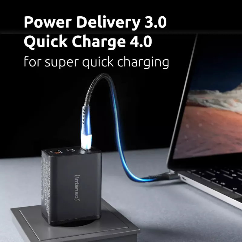 Intenso W65ACC 65W USB-C ir USB-A maitinimo adapteris juodas