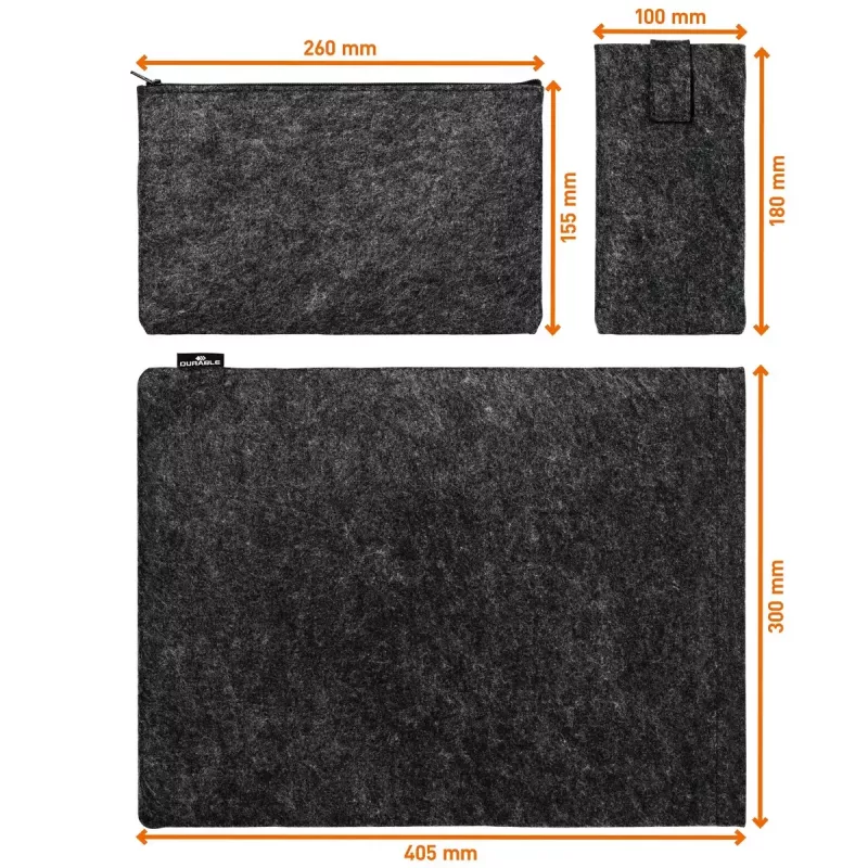Durable MultiBag Effect 507158 dėklas nešiojamam kompiuteriui / planšetei, 16,4 colio, iš perdirbto PET veltinio, su kišenėmis priedams ir telefonui