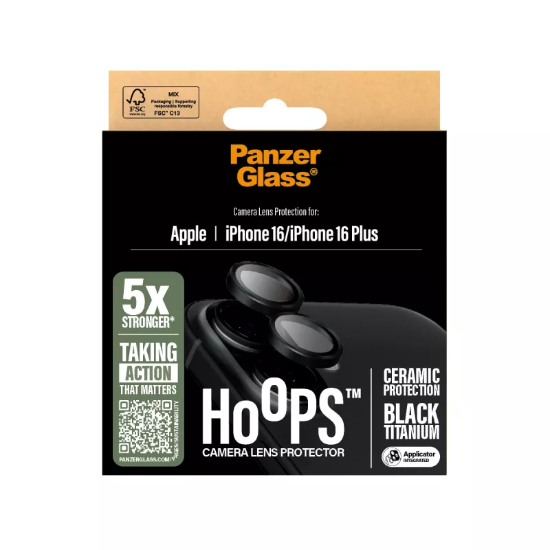 PanzerGlass® Hoops® Keraminis fotoaparato objektyvo apsauginis stikliukas iPhone 16 | 16 Plus