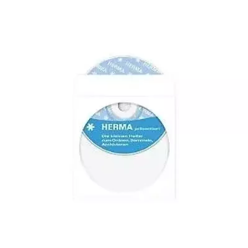 HERMA popieriniai vokeliai CD/DVD su permatomu langeliu ir lipduku, balta, 100 vnt.