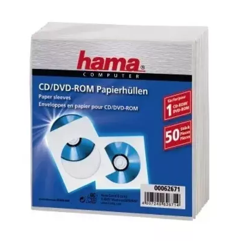 Hama popieriniai CD-ROM vokeliai 50 vnt., balti
