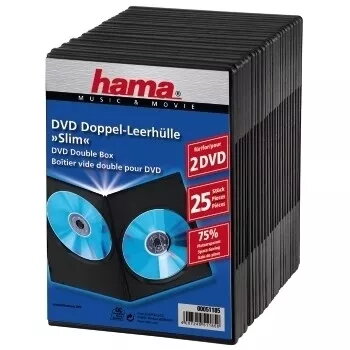 DVD dėklas dvigubas plonas Hama 51185 juodas 2 diskams
