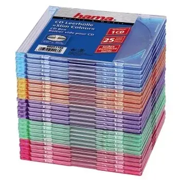 Hama CD Slim Box 25 vnt., įvairiaspalviai, 1 CD talpa
