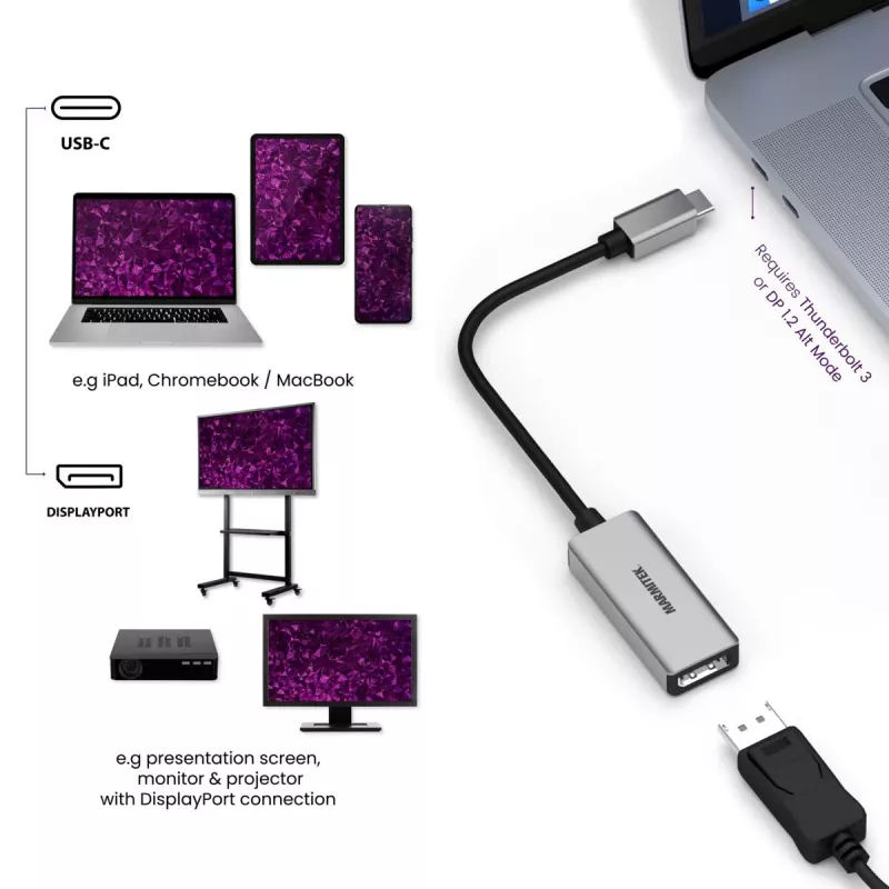 USB-C į DisplayPort adapteris Marmitek 8371 4K 60Hz