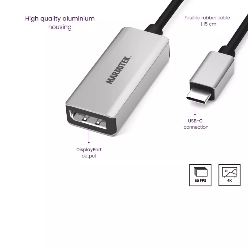 USB-C į DisplayPort adapteris Marmitek 8371 4K 60Hz