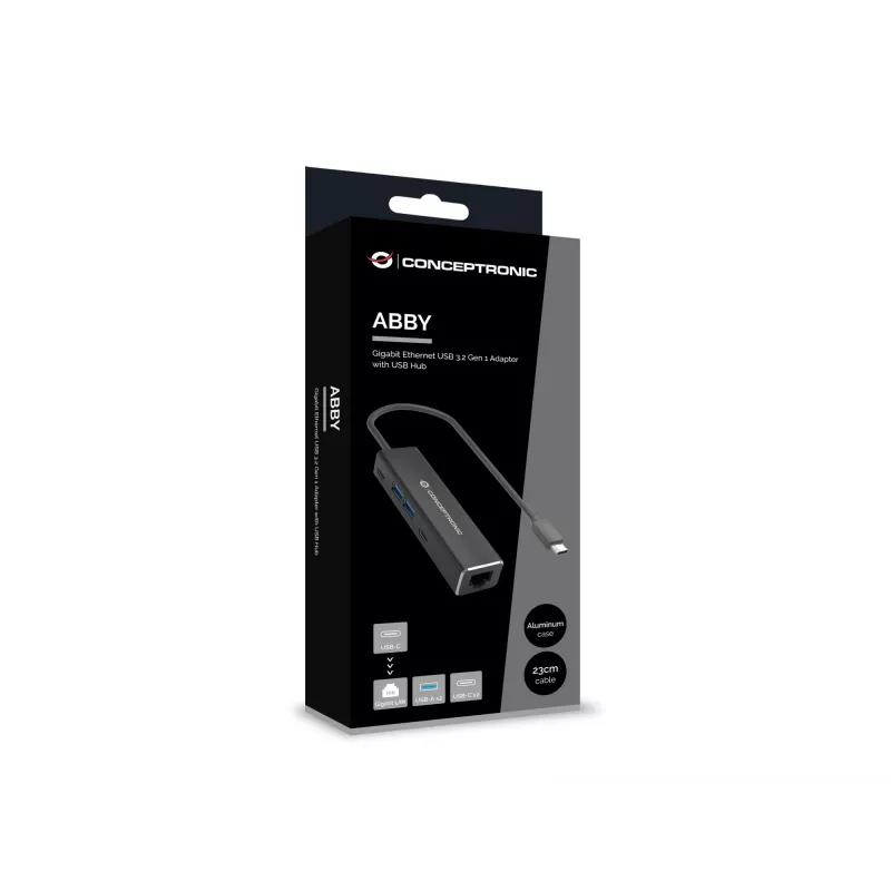 Conceptronic ABBY13B Gigabitinio Ethernet USB 3.2 Gen 1 adapteris su USB šakotuvu, GbE, USB-A x 2, USB-C x 2