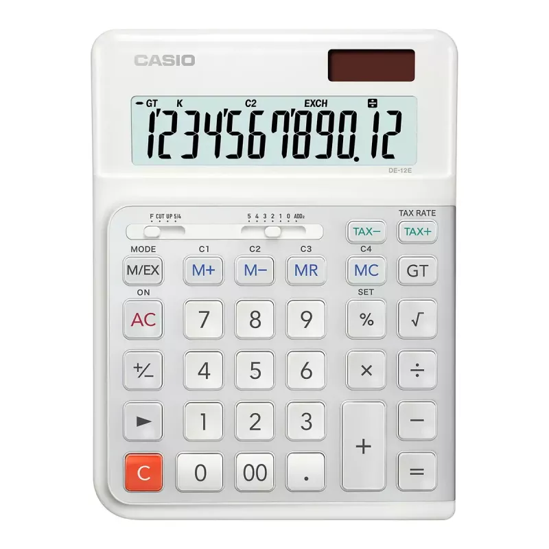 Stalinis skaičiuotuvas Casio DE-12E-WE Pagrindinis 12 skaitmenų Baltas