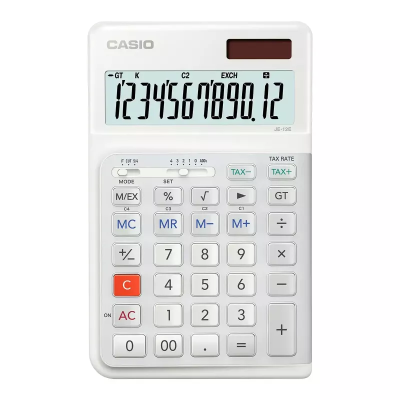 Pagrindinis skaičiuotuvas Casio JE-12E-WE stalinis 12 skaitmenų baltas