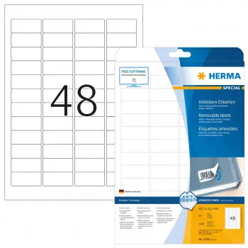Lipnūs etikečių lapai HERMA Nuimamos etiketės A4 45,7x21,2 mm
