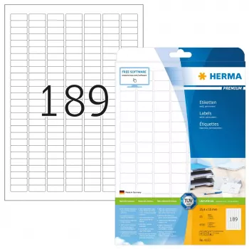 Lipnių etikečių rinkinys HERMA Labels Premium A4 25,4x10 mm 4725 vnt.