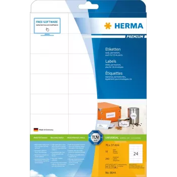 Lipnūs etikečių lapai HERMA Labels Premium A4 70x37 mm