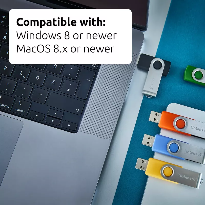 INTENSO Office Line USB atmintukų multipack 5×64 GB, USB-A, USB 3.2 Gen 1, sukamas, įvairiaspalvis
