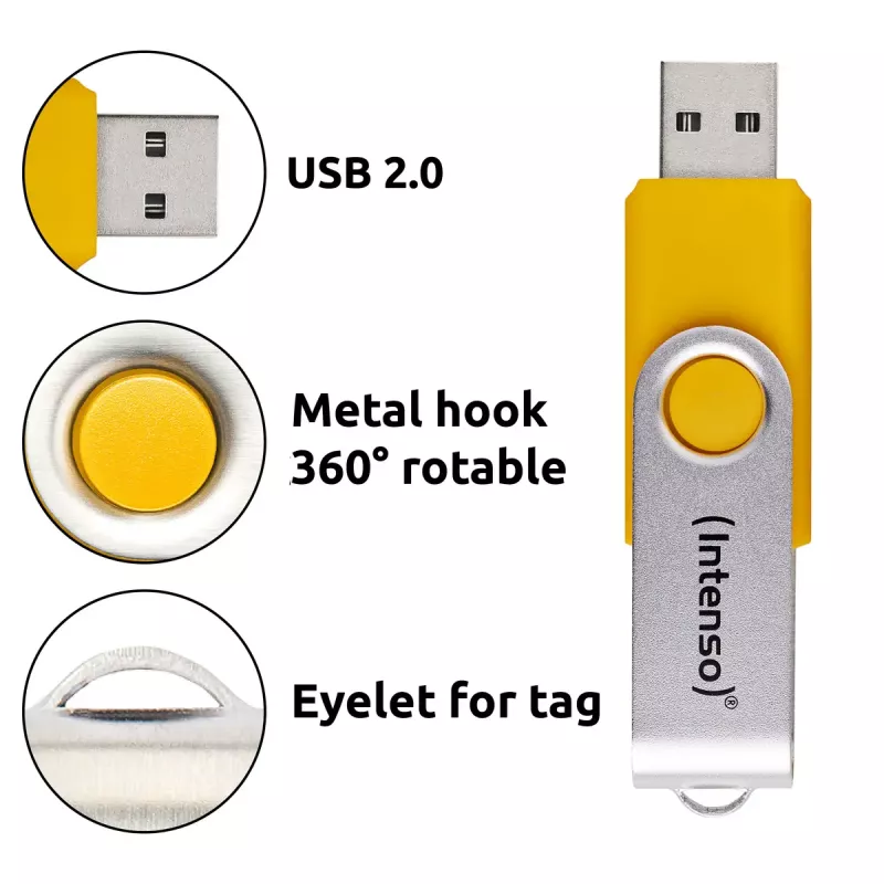 INTENSO Office Line USB atmintukų multipack 5×64 GB, USB-A, USB 3.2 Gen 1, sukamas, įvairiaspalvis