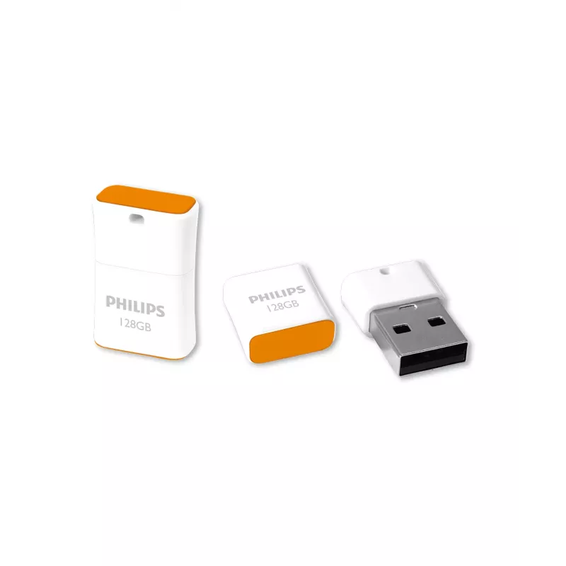 Philips Pico USB atmintukas 128 GB USB Type-A 2.0 Oranžinis, Baltas