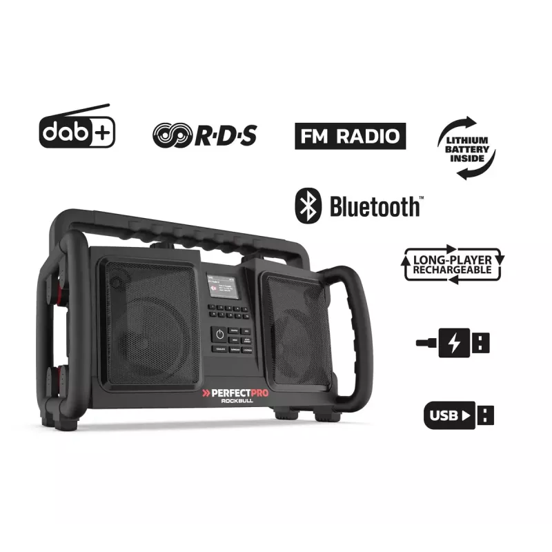 Nešiojamas radijas PerfectPro ROCKBULL DAB+ FM 50W 20h baterija