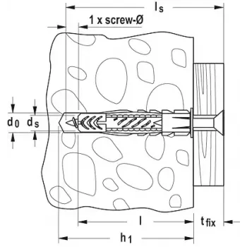 Universalus inkarinis kaištis Fischer UX GREEN 10 x 60 R