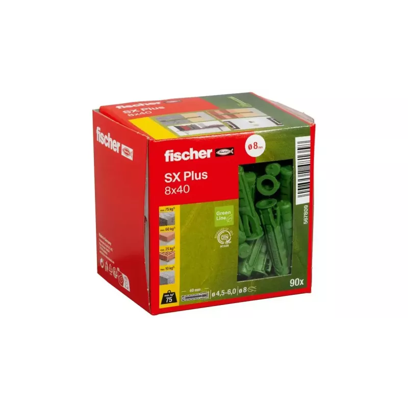 Fischer 567809 SX Plus Green pleištinis inkaras 40 mm 8 mm žalias 90 vnt.